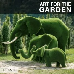Belamo topiary elephant family garden sculptures covered in artificial green grass