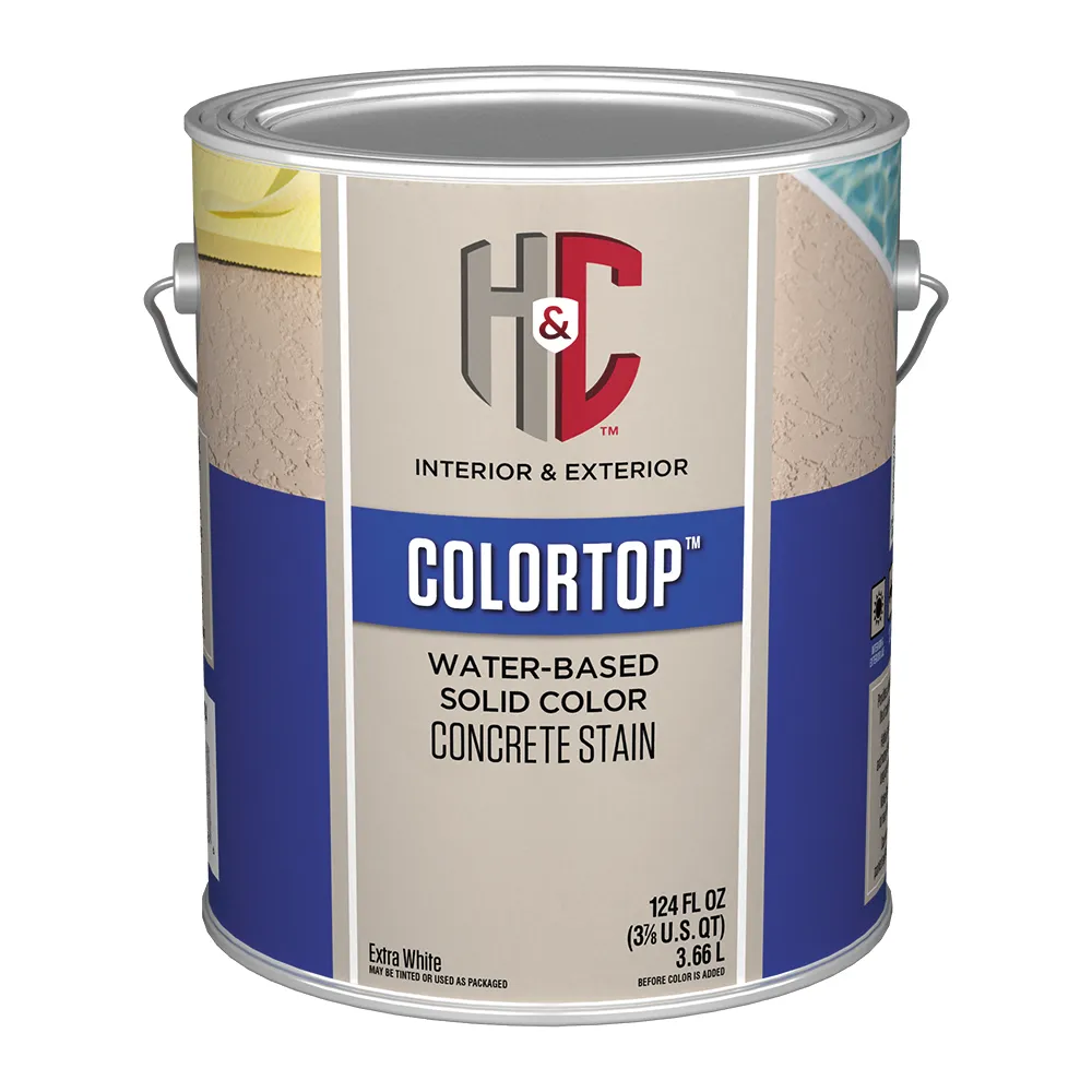H&C Colortop water-based solid color concrete stain can, extra white
