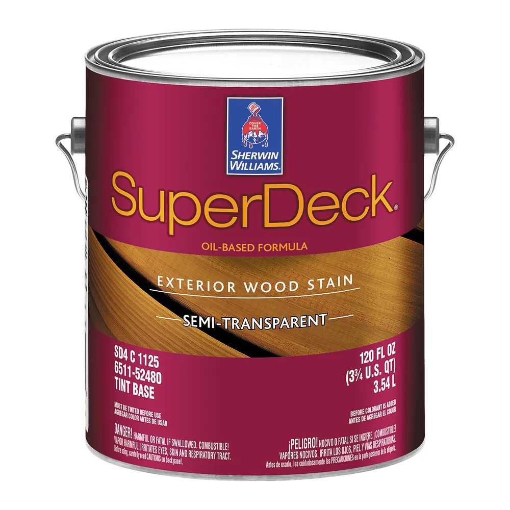 Sherwin-Williams SuperDeck oil-based exterior wood stain, semi-transparent, tint base